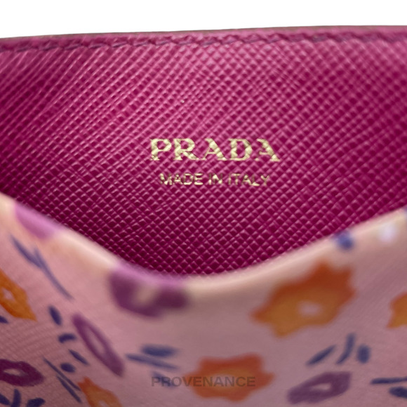 🔴 Prada Card Holder Wallet - Floral Leather - Picture 4 of 6